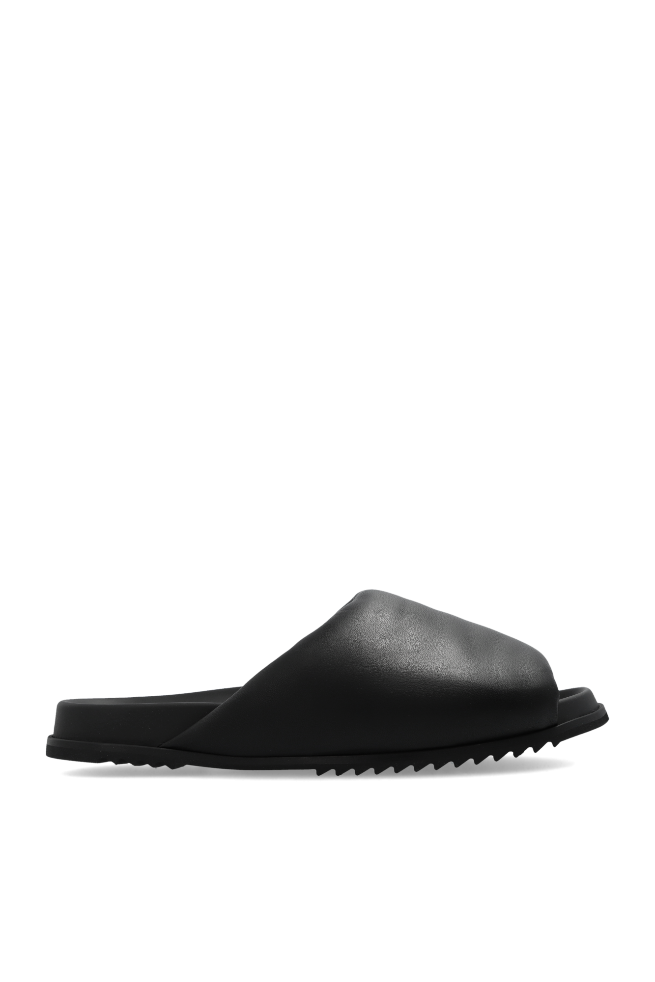 【関税＆送料込み】Rick Owens Mobius Leather Slides RICK OWENS Mobius Granola draped leather slides | THE OUTNET
